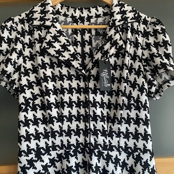 Hell Bunny Black & White Houndstooth Blake Mid Dress - Size S - NEW - Picture 15 of 15